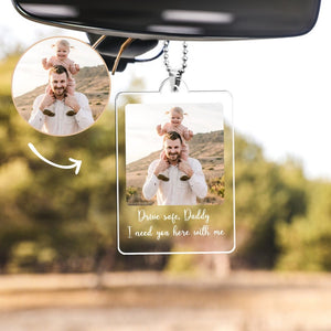 Custom Photo Car Ornament, Car Hanging, Custom Gift for Dad, Rear View Mirror Charm, Dad Gift From Daughter, Fathers Day Birthday Photo Gift