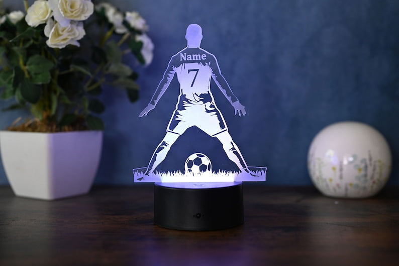 Personalized Soccer Lamp Gift Idea For Soccer Players, Kids And Adults Lamp as Night Light, Table Lamp, Home Decoration