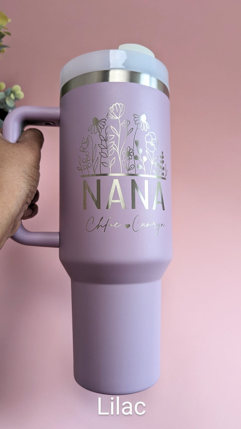 Personalized grandma gift nana tumbler with grandkids name Custom Mama cup 40 oz with kids name Mimi gift from Grandchildren birthday gift