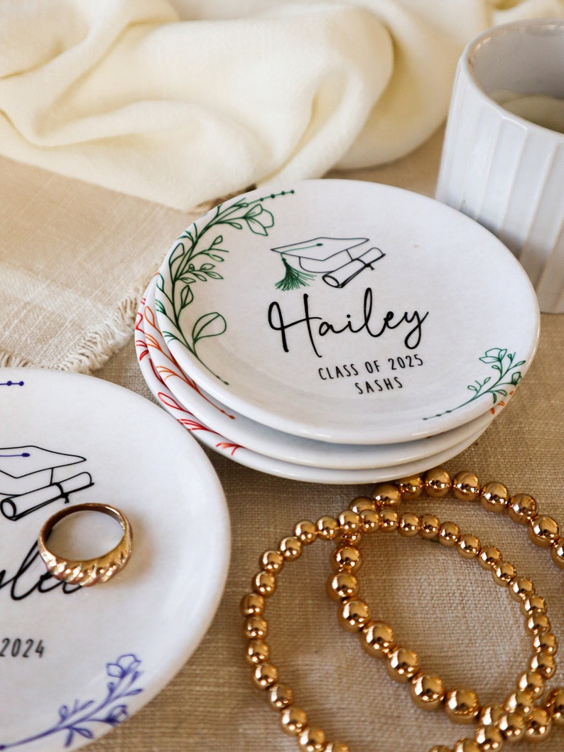 Personalized Graduation Jewelry Dish Graduation Gift for Her Perfect College, High School, Best Friend Grad Gift Class 2025 Ring Dish