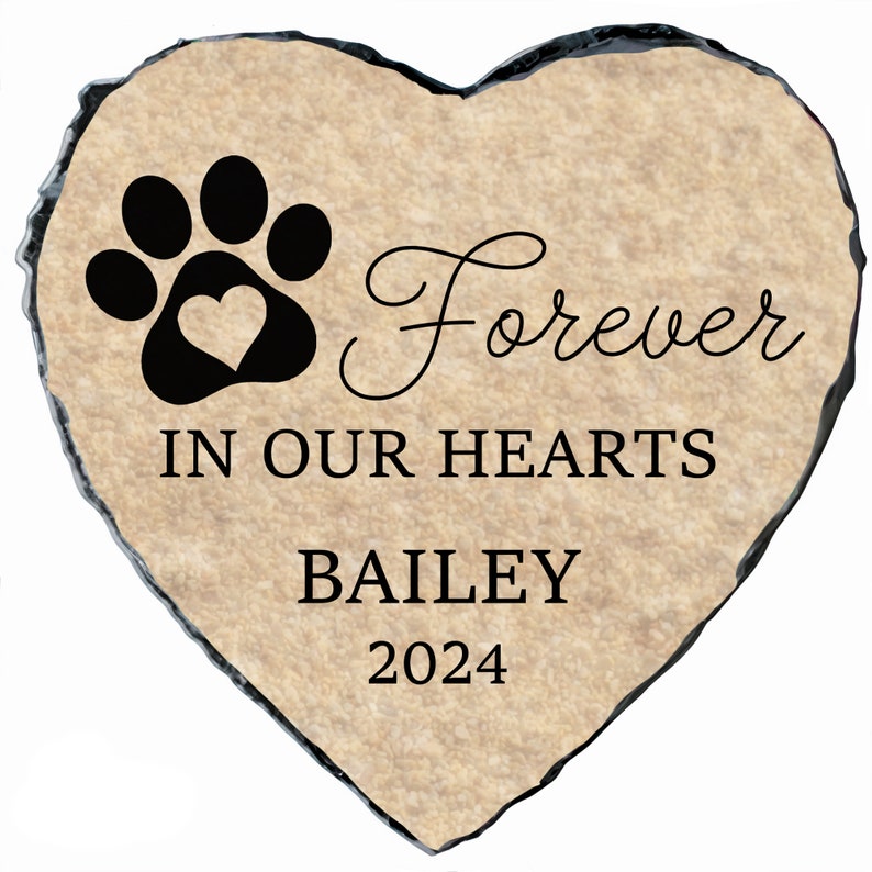 Heart Rock Memorial Pet Loss Gift, Personalized Slate Stone