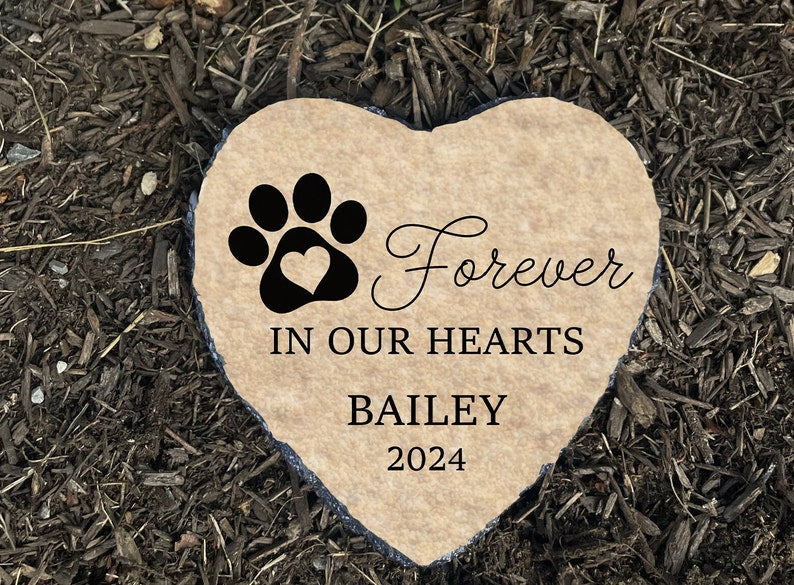 Heart Rock Memorial Pet Loss Gift, Personalized Slate Stone