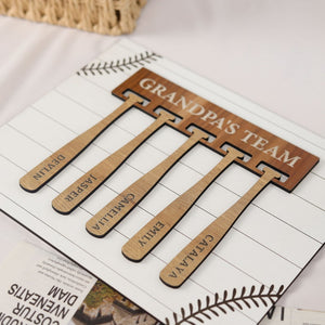 Baseball Grandpa Sign with Grandkids Names, Custom Grandpa's Team Sign, Dad Gifts from Daughter Son, Father's Day Gift, Baseball Coach Gift