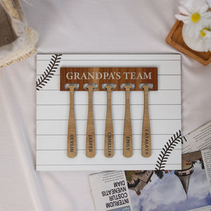Baseball Grandpa Sign with Grandkids Names, Custom Grandpa's Team Sign, Dad Gifts from Daughter Son, Father's Day Gift, Baseball Coach Gift