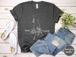 Custom Mom Shirt From Children, Personalized Mom & Kids Hands Shirt, Family With Kids Names, Mothers Day Gift From Kids, Mom Kids Hands Tee