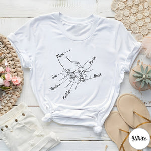 Custom Mom Shirt From Children, Personalized Mom & Kids Hands Shirt, Family With Kids Names, Mothers Day Gift From Kids, Mom Kids Hands Tee