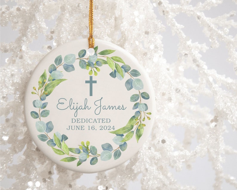 Personalized Baby Dedication Day Verse Porcelain Ornament Dedicate Gift for Boy Girl Custom Baptism Child Christian Keepsake Religious Gift