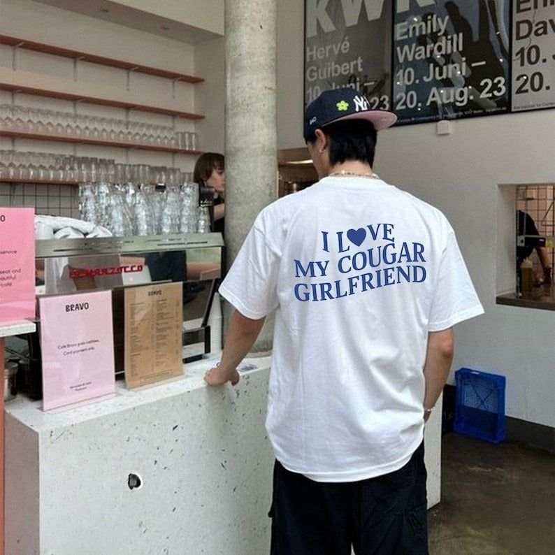 I Love My Cougar Girlfriend Comfort Colors Shirt, Boyfriend Gift, I Love My Girlfriend Tee, I Heart My Cougar Shirt, Valentines Gift