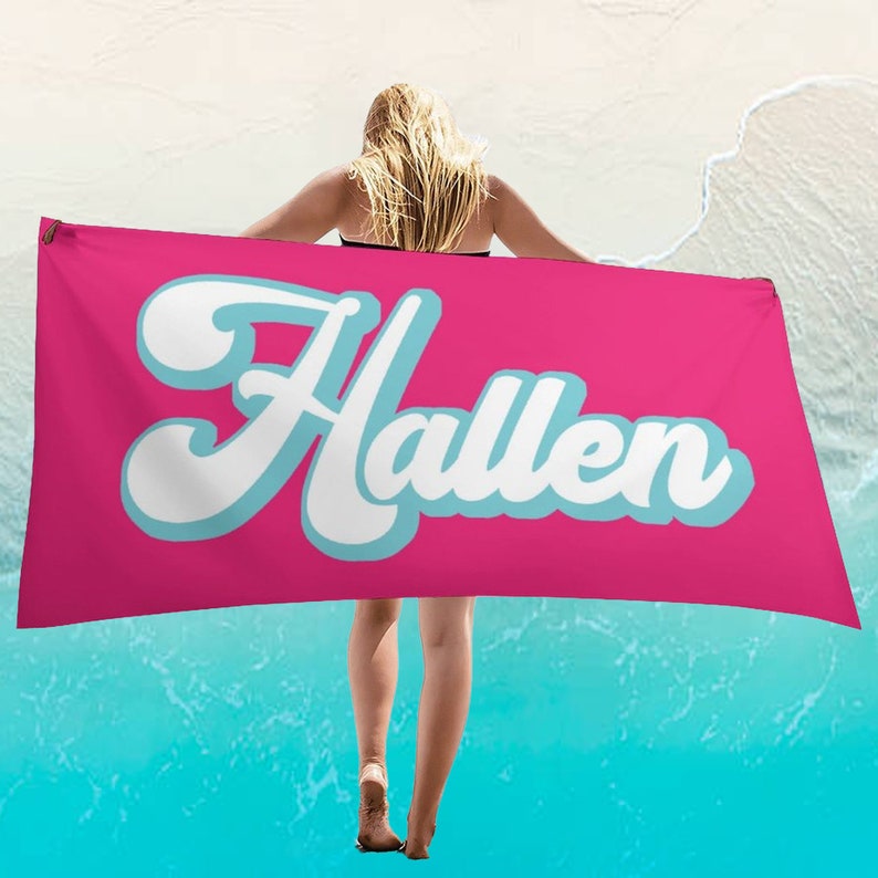 Custom Beach Towel birthday pool party Birthday gift for daughter Beach Towel With Name Birthday Vacation Gift for bachelor party shower