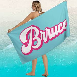 Custom Beach Towel birthday pool party Birthday gift for daughter Beach Towel With Name Birthday Vacation Gift for bachelor party shower