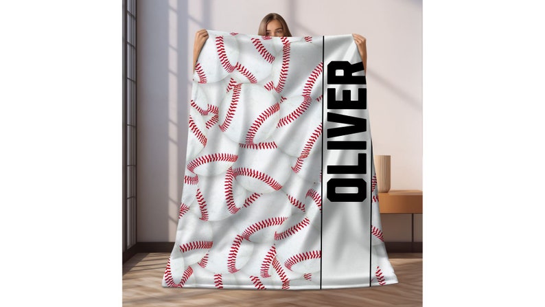 Custom Baseball Blanket, Personalized Kids Blanket, Sports Blanket, Custom Gift, Plush Blanket, Soft Cozy Throw, Personalized Baseball