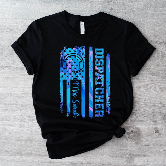 Dispatcher American Flag T-Shirt, Custom 911 Dispatcher Shirt, Dispatcher Appreciation Gift, Emergency Dispatcher Sweatshirt, Dispatcher Tee