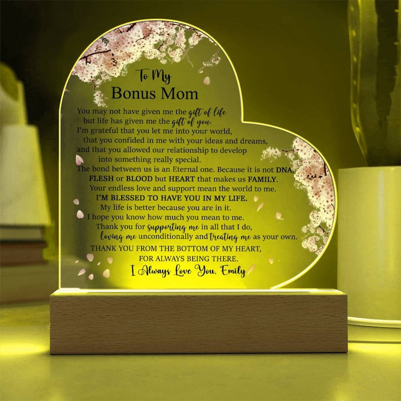 Personalized Plaque For Bonus Mom, Mom Birthday Gift From Daughter, Sentimental Gift For Bonus Mom, To My Second Mom Gift, Mom And Daughter