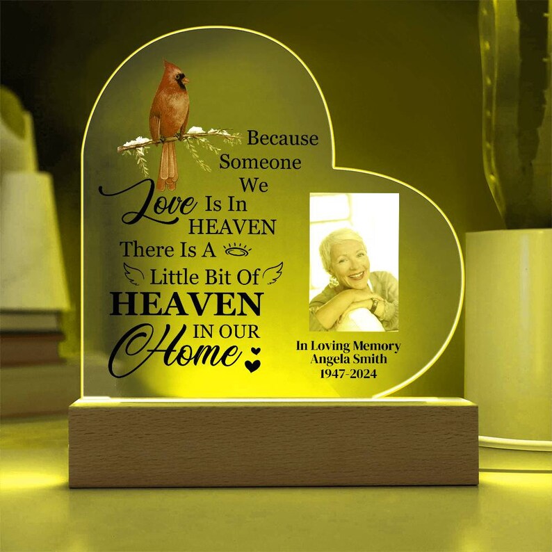 Personalized Memorial Gifts, Clear Acrylic Desktop Display, Loss Of Loved One, Sympathy In Memory, Remember Photo Gift, Forever In My Heart