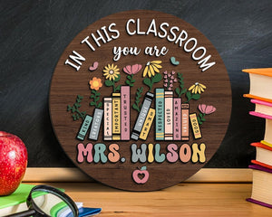 Personalized 3D Teacher Door Hanger, Teacher Appreciation Gifts, Custom Teacher Name Sign Plate for Desk, Teacher Gift, Teacher Welcome Sign