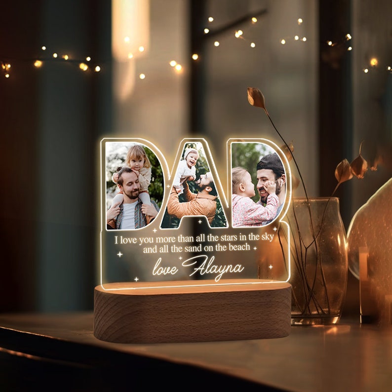 Personalized Dad Photo Collage Night Light, Custom Dad Photo Gift, Father's Day Gift, Gift For Dad, Gift For Husband, Best Dad Gift