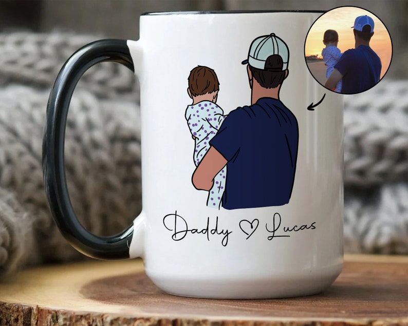 Custom Photo Mug for Dad, Personalized Dad Portrait Coffee Mug, Fathers Day Gifts, Dad Birthday Gifts, Gift for Husband, Gift for Him