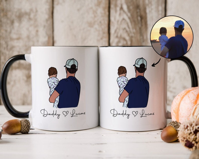 Custom Photo Mug for Dad, Personalized Dad Portrait Coffee Mug, Fathers Day Gifts, Dad Birthday Gifts, Gift for Husband, Gift for Him