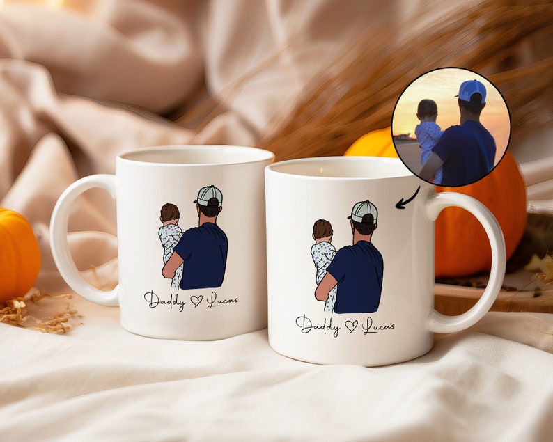 Custom Photo Mug for Dad, Personalized Dad Portrait Coffee Mug, Fathers Day Gifts, Dad Birthday Gifts, Gift for Husband, Gift for Him