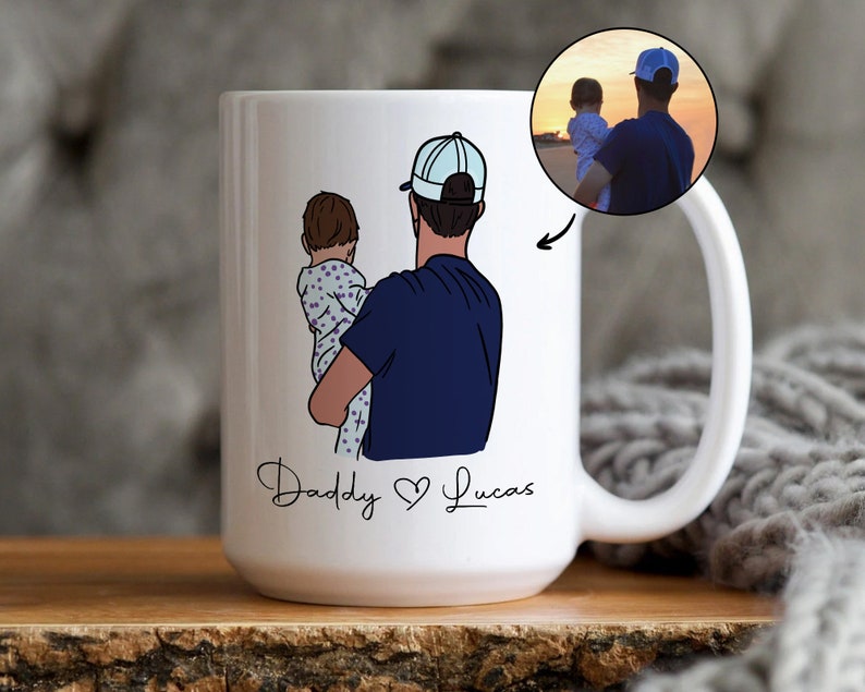 Custom Photo Mug for Dad, Personalized Dad Portrait Coffee Mug, Fathers Day Gifts, Dad Birthday Gifts, Gift for Husband, Gift for Him
