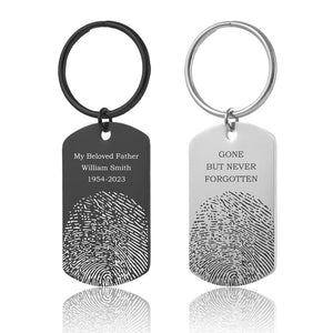 Actual Fingerprint Keychain With Engraved Handwriting, Custom Memorial Gift, Grief Gift, Loss Of Father, Loss Of Son, Personalized Keepsake