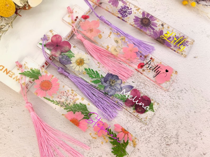 Custom Pressed Flower Resin Bookmark White Daisy Spring Wildflower Resin Bookmark Book Accessories Personalized Bookmarks for teacher