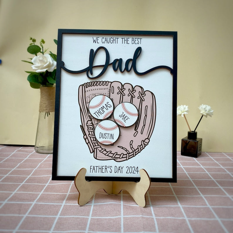 Personalized We Caught The Best Dad, Kid's Name Personalized Throwing Ball, Active Sports, Great Ball Catcher, Gift for Dad