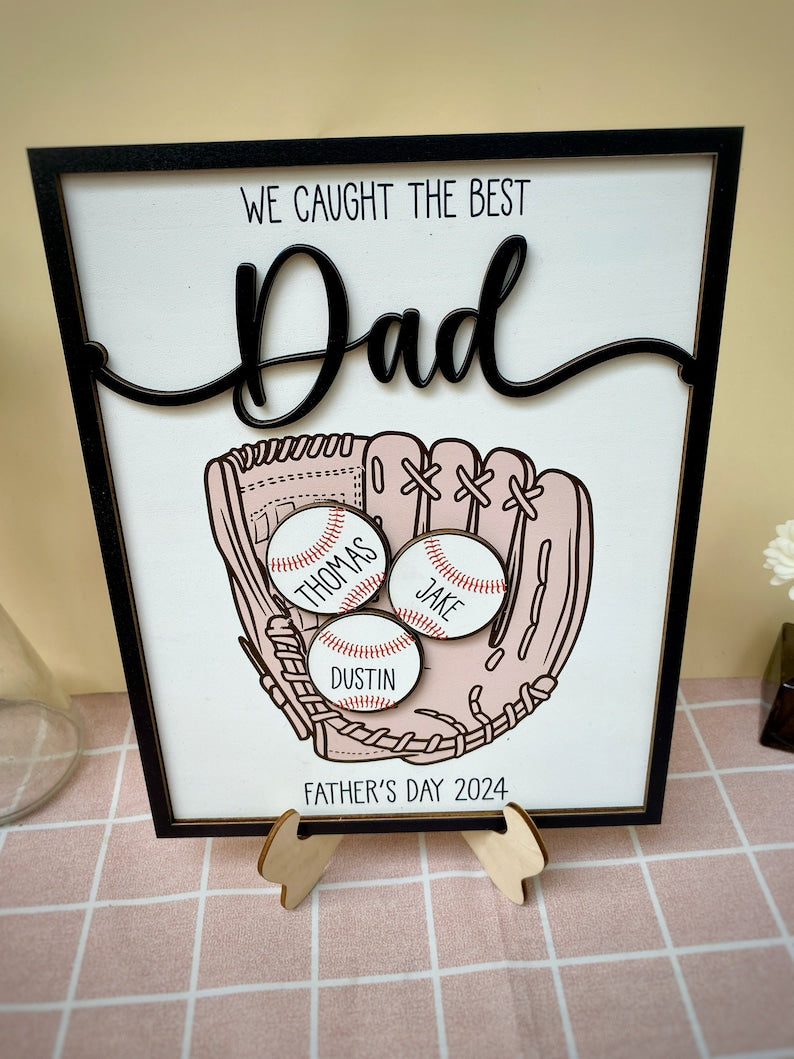 Personalized We Caught The Best Dad, Kid's Name Personalized Throwing Ball, Active Sports, Great Ball Catcher, Gift for Dad
