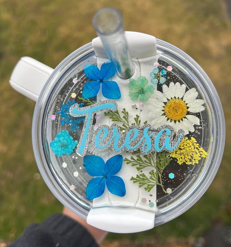 Dried flowers Stanley Name Plate, Personalized Stanley Plate, 30 oz 40oz Stanley topper, Personalized Stanley, 30oz 40oz quencher name plate
