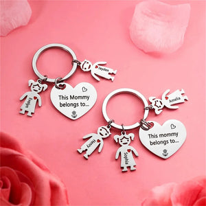Custom 1-5 Names Keychain Set for Dad , This Daddy belongs to... Kids Charm Keyring Gifts for Him,Husband,Father's Day Gift Idea For Daddy
