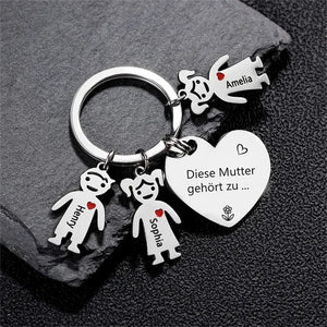 Custom 1-5 Names Keychain Set for Dad , This Daddy belongs to... Kids Charm Keyring Gifts for Him,Husband,Father's Day Gift Idea For Daddy