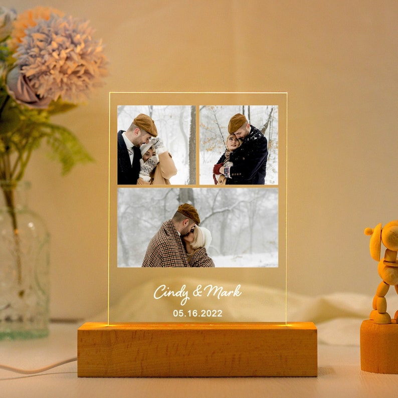 Personalized Photo Night Light, Photo Collage LED Light, Custom Photo Lamp, Anniversary Gift, Birthday Gift For Firends Couple,Picture Plaque