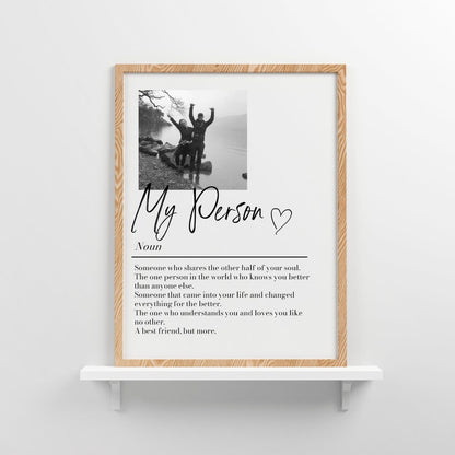 Personalised My Person Definition Print: Custom Photo Gift, Romantic Keepsake, Anniversary Boyfriend/Girlfriend Gift (No Frame)