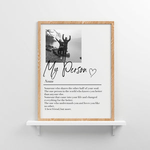 Personalised My Person Definition Print: Custom Photo Gift, Romantic Keepsake, Anniversary Boyfriend/Girlfriend Gift (No Frame)