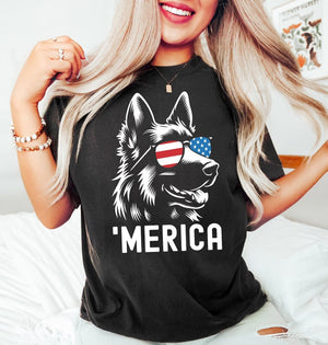 Merica German Shepherd Shirt | 4th of July Dog Shirt | Shepherd Dog Lover Gift | Patriotic Dog Tee | German Shepherd Mom & Dad Shirt