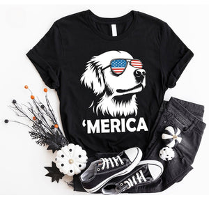 Merica Golden Retriever Shirt | 4th of July Dog Shirt | Golden Retriever Mom Gift | Patriotic Dog Tee | Golden Retriever Lover Shirt