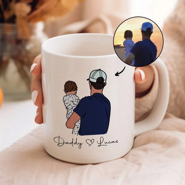 Custom Photo Mug for Dad, Personalized Dad Portrait Coffee Mug, Fathers Day Gifts, Dad Birthday Gifts, Gift for Husband, Gift for Him