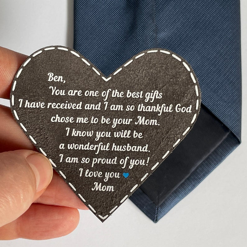 Son's Wedding Day Gift From Mother To Groom On His Wedding Personalized Tie Patch
