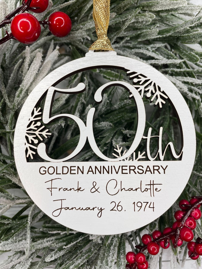 50th Anniversary Personalized Christmas Ornament, 50th Wedding Anniversary Gift, Anniversary Party Gift, Custom 50th Anniversary Gift