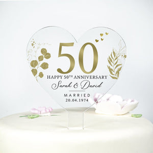 Personalised 50th Anniversary Cake Topper, Golden Anniversary Cake Topper, Wedding Cake Topper, 50th Anniversary Gifts, Cake Decorations