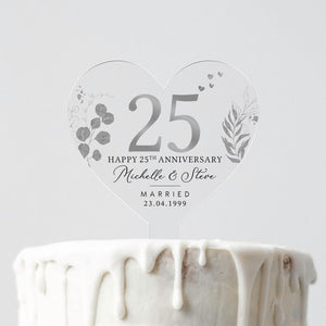 Personalised 25th Anniversary Cake Topper, Silver Anniversary Cake Topper, Wedding Cake Topper, 25th Anniversary Gifts, Cake Decorations