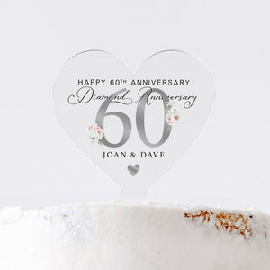 Personalised 60th Anniversary Cake Topper, Diamond Anniversary Cake Topper, Wedding Cake Topper, 60th Anniversary Gifts, Cake Decorations