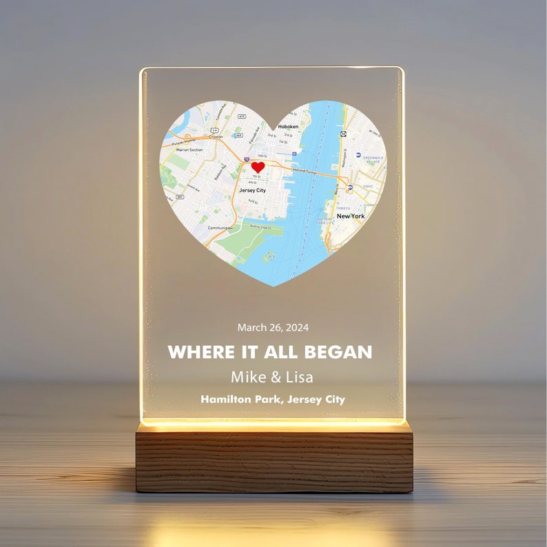 Where We First Met map, anniversary gift for him, Map Our First Date plaque, Wife anniversary, first date Girlfriend gift,where it all began