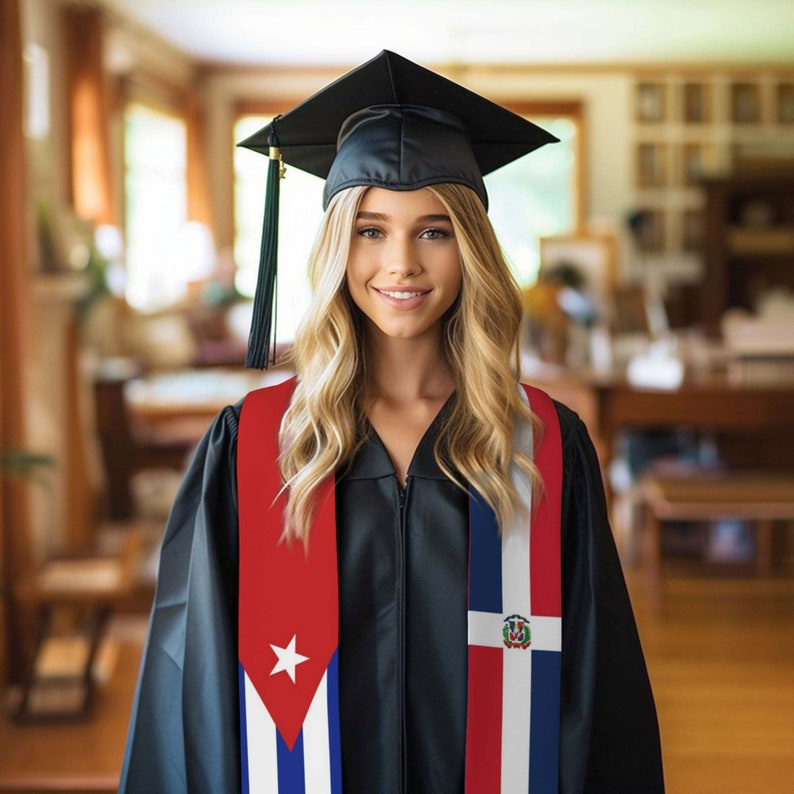 Custom Mixed 2/3/4 Flag Graduation Stole,Personalized Gifts for Student,Custom Graduation Sash for Friends,Custom Class of 2026 Flag Stole
