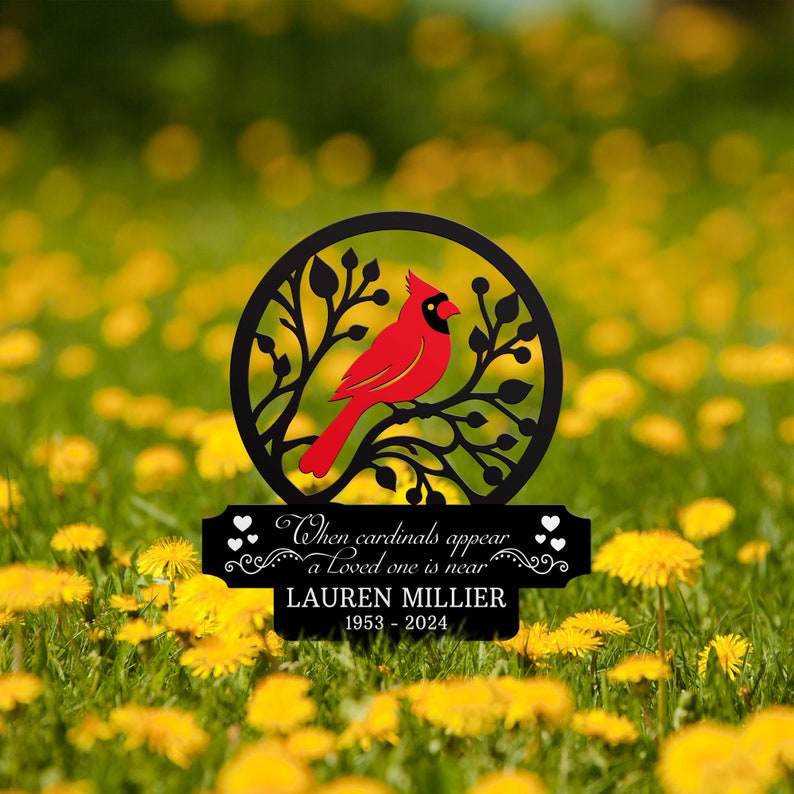 Personalized Memorial Stake Metal, Cardinal Garden Stakes, Cardinals Appear, Grave Marker, Remembrance Stake, Garden Decor, Mother's Day