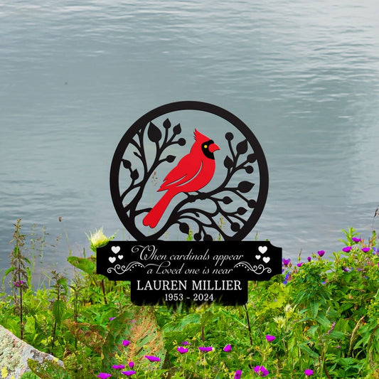 Personalized Memorial Stake Metal, Cardinal Garden Stakes, Cardinals Appear, Grave Marker, Remembrance Stake, Garden Decor, Mother's Day
