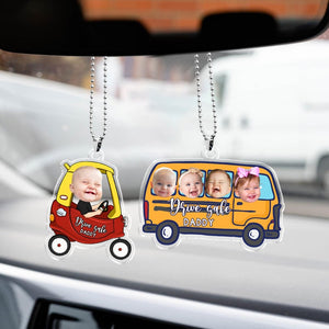 Hanging Car Baby Photo Face Custom Car Ornament, Car Accessories, Personalized Drive Safe Daddy Gift For Dad, Papa Gifts