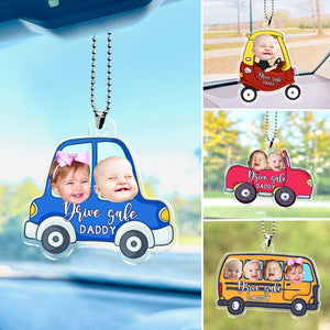 Hanging Car Baby Photo Face Custom Car Ornament, Car Accessories, Personalized Drive Safe Daddy Gift For Dad, Papa Gifts