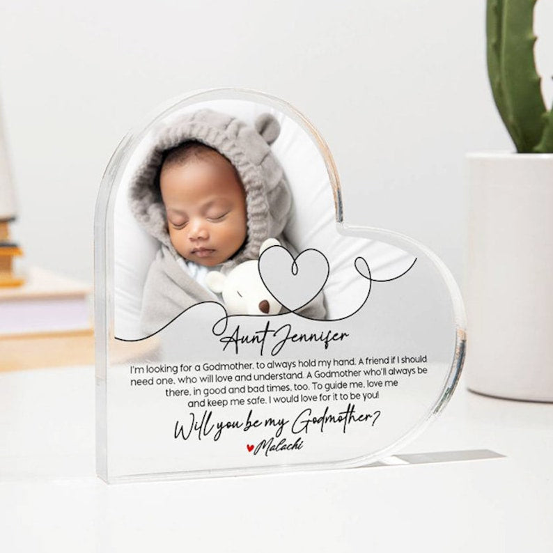 Godparents Proposal, Godmother Proposal or Godfather Proposal Gift, Acrylic Photo Frame, Christening Gift, Baptism Gifts