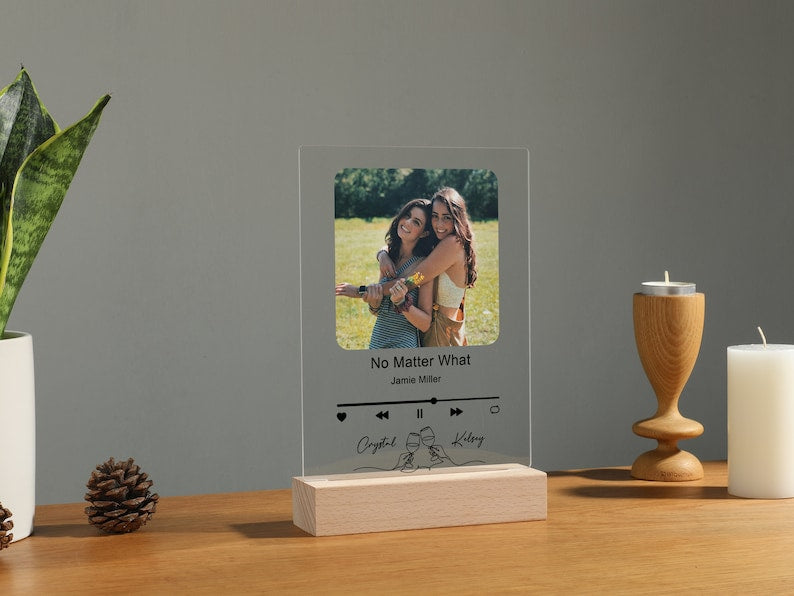 Personalized LED Song Plaque With Stand | Custom Music Night Light | Personalized Music Prints Photo Frame | Gift for Him Boyfriend Bestie